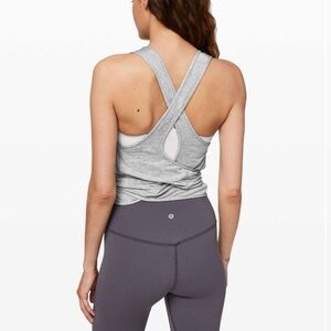 Lululemon Turn To Tie Tank Top Gray Size 6 Scoop Neck Cropped Modal Cotton
